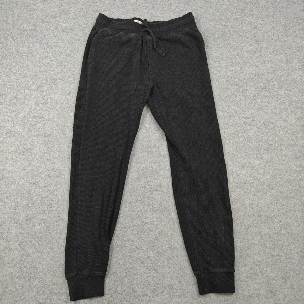Faherty Pants Mens Small Black Knit Joggers Elastic Waist Pockets Stretch Lounge